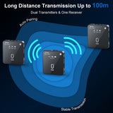 ClipCast Duo Dual Wireless Lavalier Microphone for Iphone Camera, Mini Mic Clip-On Lapel Microphone System for Youtube Vlog Live Streaming Video Recording