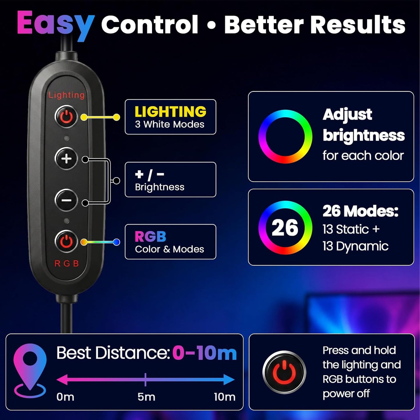 12" Selfie Ring Light with 73" Extendable Tripod Stand and Phone Holder, 38 Color Modes Dimmable RGB Ring Light, 3-In-1 Desk & Floor Use for Iphone, Makeup, Tiktok, Youtube, Live Streaming
