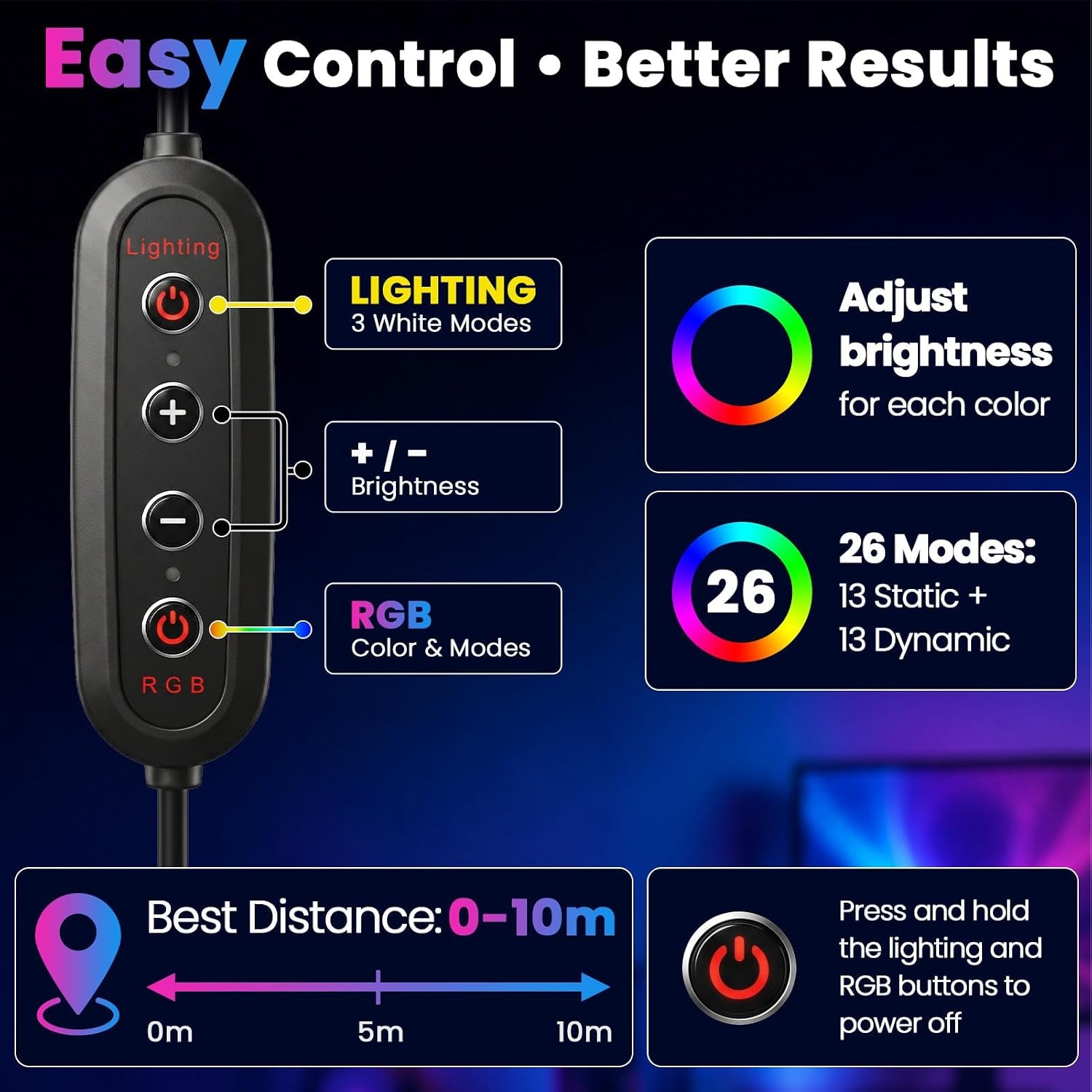 12" Selfie Ring Light with 73" Extendable Tripod Stand and Phone Holder, 38 Color Modes Dimmable RGB Ring Light, 3-In-1 Desk & Floor Use for Iphone, Makeup, Tiktok, Youtube, Live Streaming