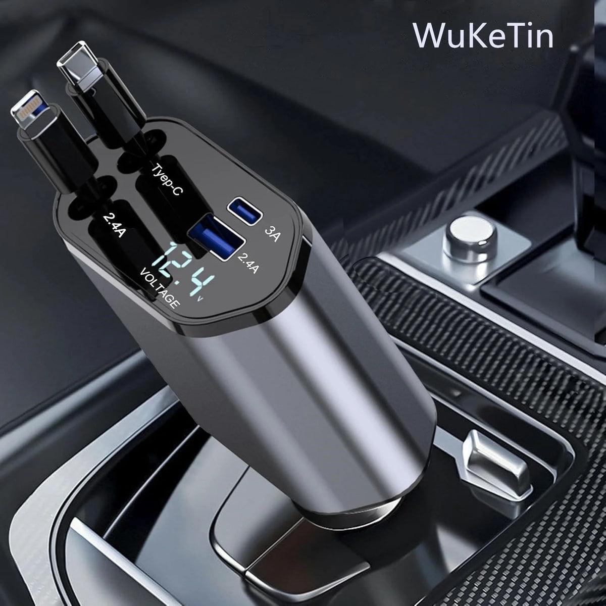 Cargador De Auto Retráctil 4 En 1, 120W