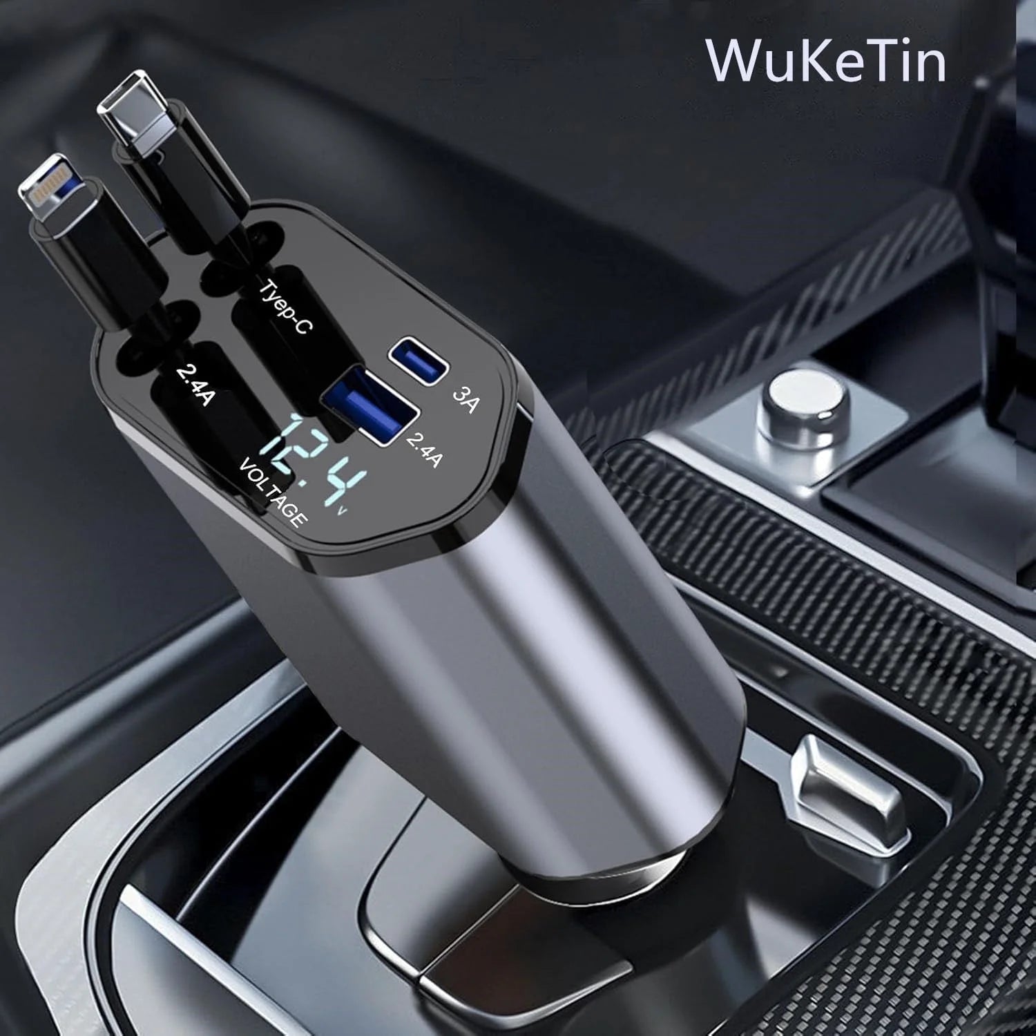 Cargador De Auto Retráctil 4 En 1, 120W