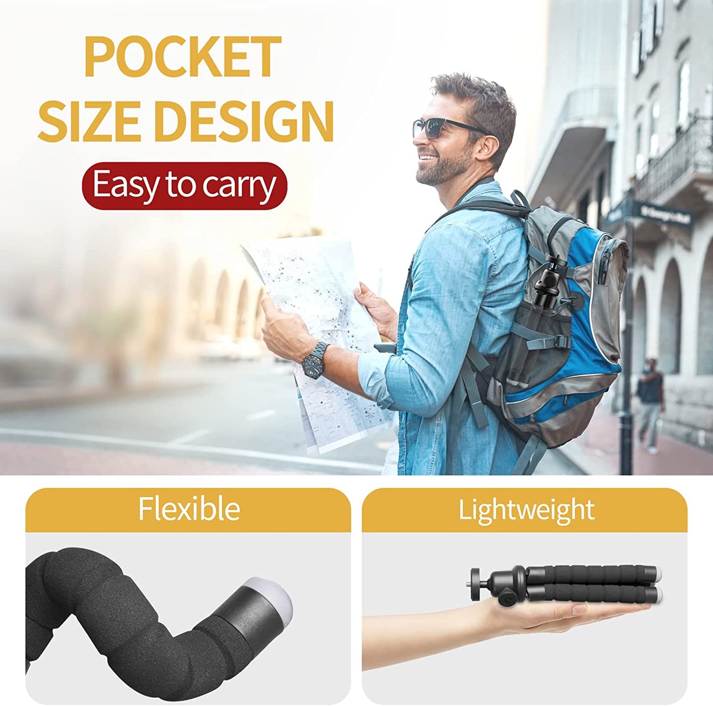 Phone Tripod, Flexible Cell Phone Tripod with Phone Holder and Wireless Remote, Mini Travel Tripod Stand, Compatible with All Cell Phones, Cameras